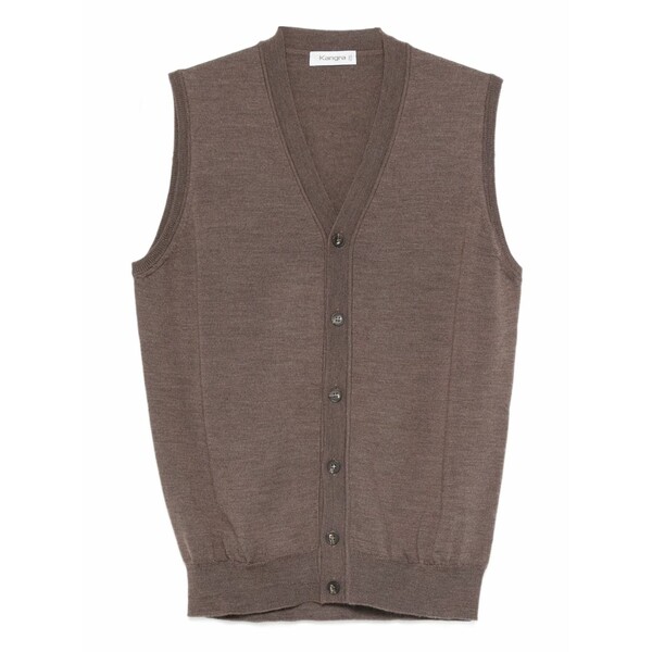 カングラ  メンズ ジレー アウター Button v-neck cardigan Brown
