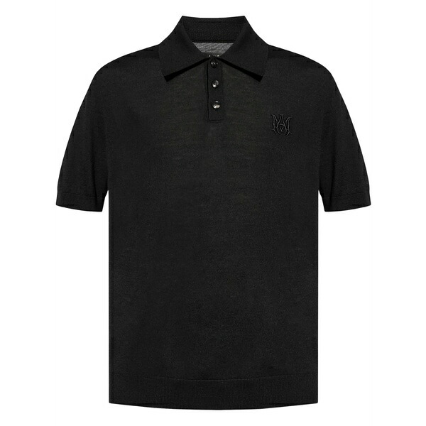 アミリ メンズ スポーツシャツ トップス Logo-embroidered polo shirt Black