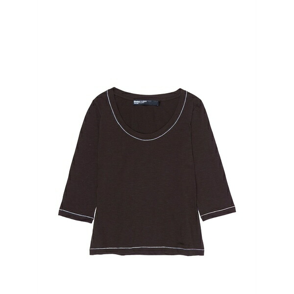 ビンバ イ ローラ レディース Tシャツ トップス Topstitch t-shirt Brown｜asty
