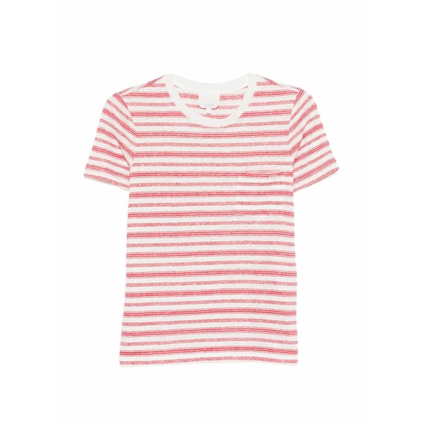 アーペーセー レディース プルオーバー トップス Striped pocket t-shirt Red