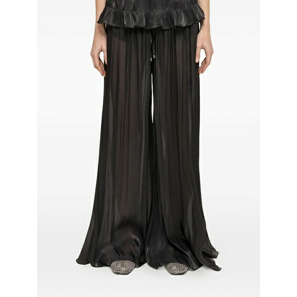 ニッサ レディース カジュアルパンツ ボトムス Ruffled trousers Black|asty