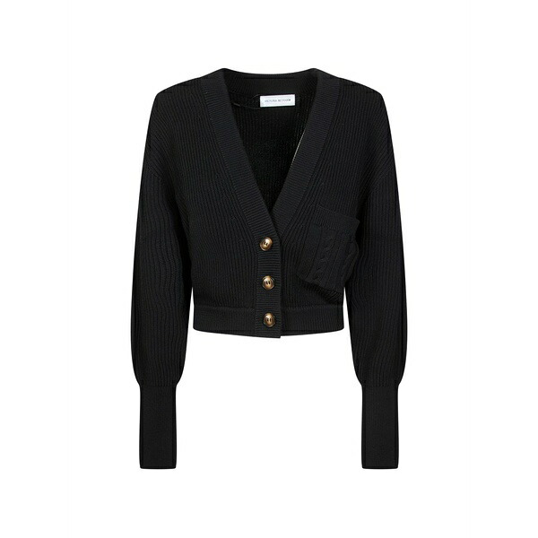 ヴィクトリア ベッカム レディース ジレー アウター Ribbed-knit cropped cardigan Neutrals
