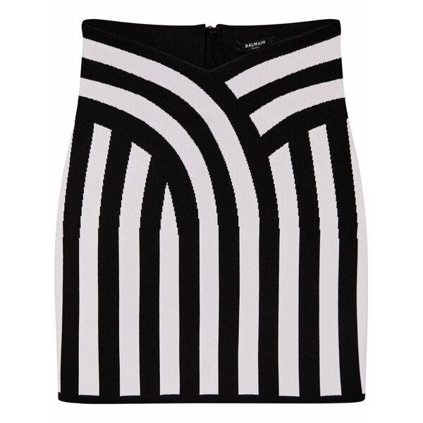 バルマン レディース スコート ボトムス Striped intarsia-knit miniskirt Black