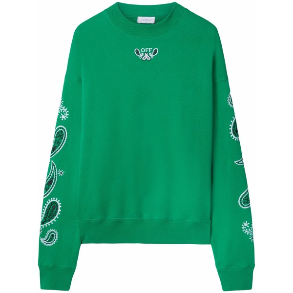 象牙色 メンズ パーカー・スウェットシャツ アウター Arrow bandana-embroidered cotton sweatshirt Green