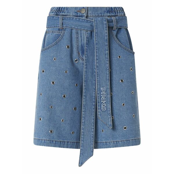 ピンコ レディース デニムパンツ ボトムス Eyelet belted skirt Blue|asty