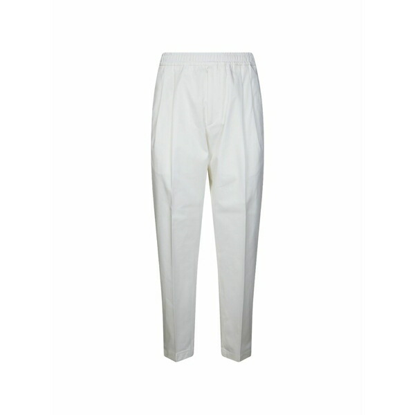 ビーエイブル メンズ 心地好いズボン下 ボトムス Double-pleat elasticated-waistband trousers White
