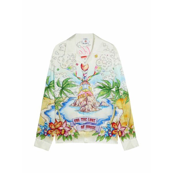 カサブランカ メンズ シャツ トップス Long-sleeve graphic shirt White|asty