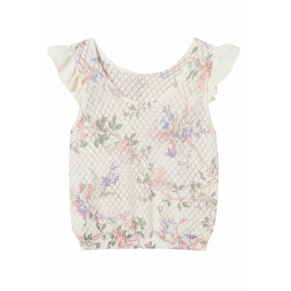 ツイン書き割り レディース カットソー トップス Floral knitted top Neutrals