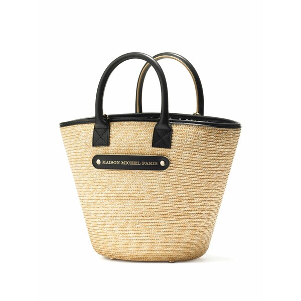 メゾンミッシェル  レディース トートバッグ バッグ Brittany straw leather-trimmed tote bag Neutrals