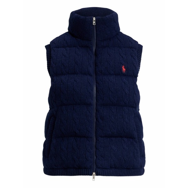 ラルフローレン レディース 厚地の外套 アウター Logo-embroidered puffer gilet Blue