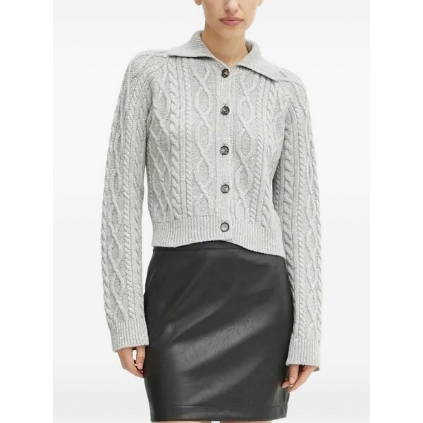 リビアナコンティ レディース ジレー アウター Cable-knit sequin-embellished cardigan Grey