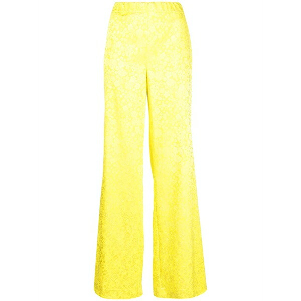 パロッシュ レディース 心地好いズボン下 ボトムス Floral-jacquard wide-leg trousers  Yellow