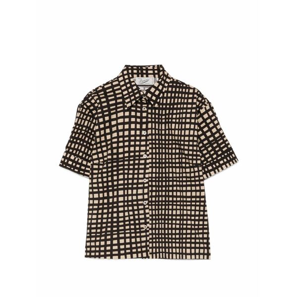 ペンス レディース プルオーバー トップス Laura check-pattern short-sleeve shirt Black