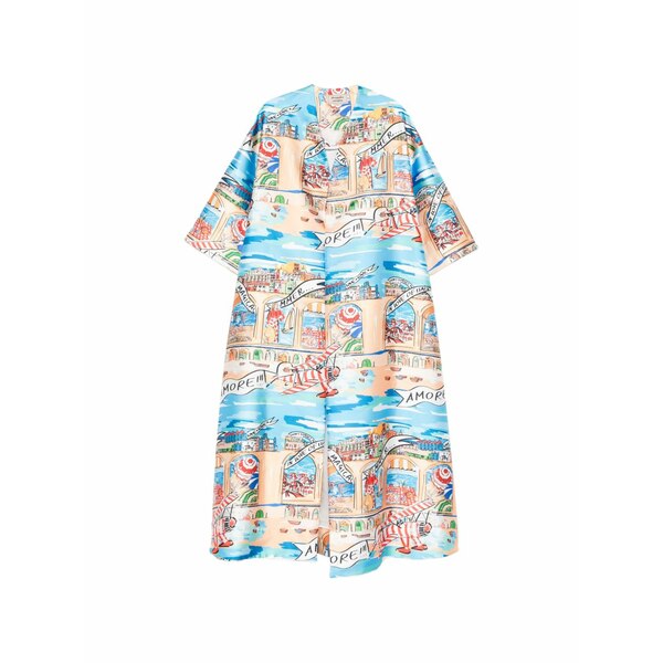 アレッサンドロエンリケス レディース コート アウター Graphic-print short-sleeves coat Blue｜asty