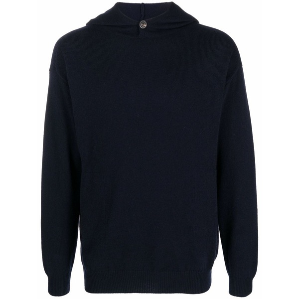 マロ メンズ パーカー・スウェットシャツ アウター Knitted pullover hoodie Blue トップス-メンズファッション-パーカー