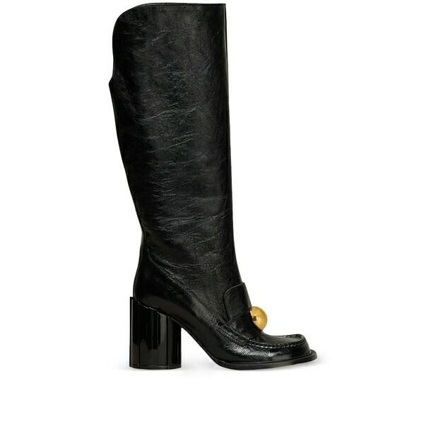 アミ レディース ブーツ シューズ 90mm stud-embellished leather knee-high boots Black｜asty