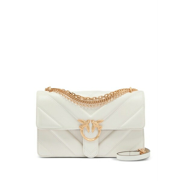 ピンコ レディース ショルダーバッグ バッグ Medium love bag one chevron chain leather shoulder bag White｜asty