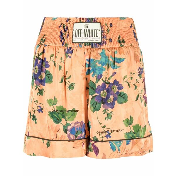 象牙色 レディース 心地好いズボン下 ボトムス Floral-print shorts Orange