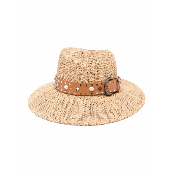 メゾンミッシェル  レディース 鳥打ち帽 付属物 Virginie decorative belt fedora hat Neutrals