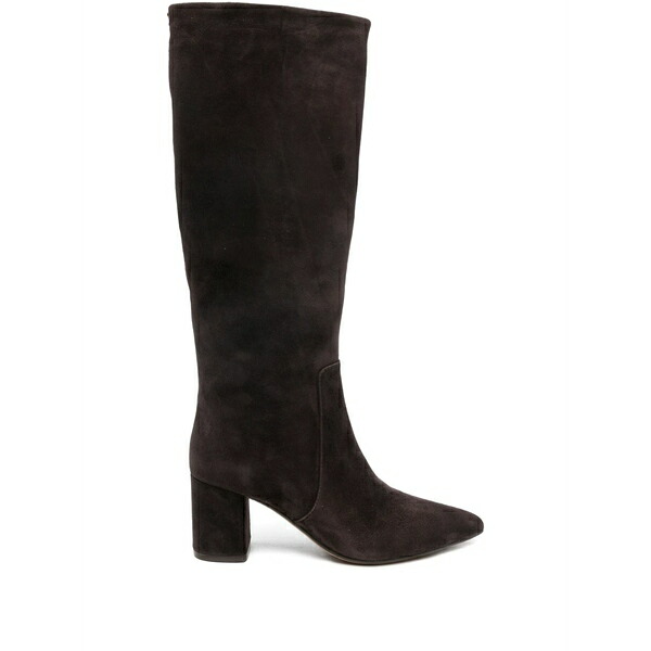ツイン書き割り レディース ブーツ シューズ Pointed-toe suede knee-high boots Brown
