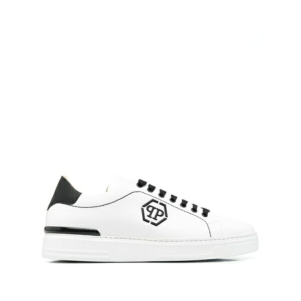 フィリップ飾り気の無い メンズ スニーカー シューズ Low-top leather sneakers Black 靴-メンズ靴