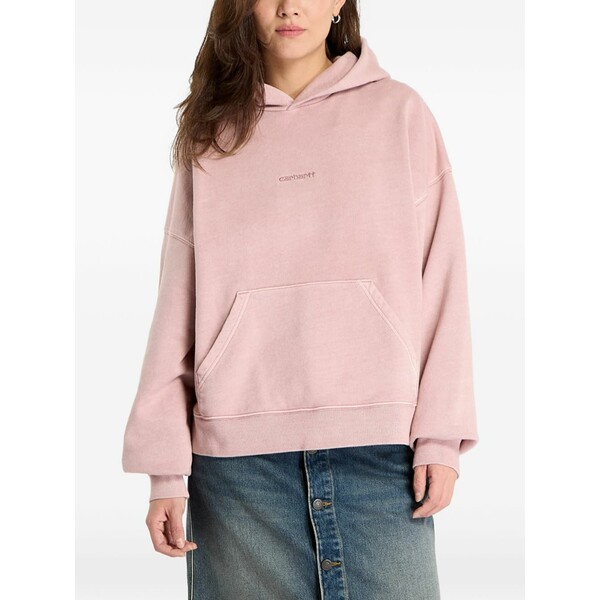 鉄道車両ハート形 レディース パーカー・スウェットシャツ アウター Benton logo-embroidered hoodie Pink