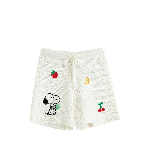 チンティアンドパーカー レディース 心地好いズボン下 ボトムス Snoopy cotton crochet shorts White