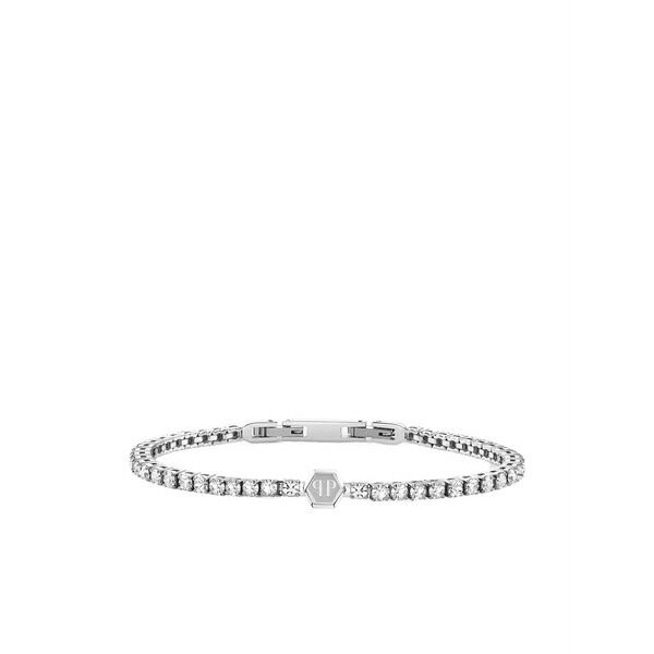 フィリップ飾り気の無い メンズ ブレスレット・バングル・アンクレット 添え物 Plein tennis royal crystal-embellishment bracelet Silver