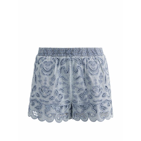 アリス アンド オリビア レディース カジュアルパンツ ボトムス Kenley scalloped-hem shorts Blue|asty