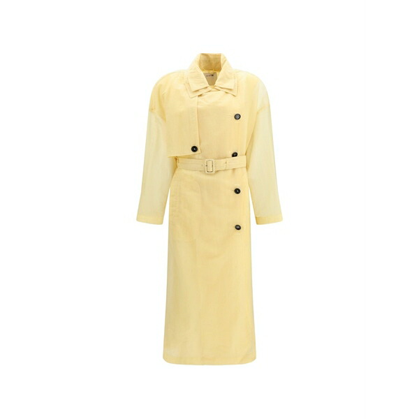 運動競技マックス レディース 厚地の外套 アウター Fata belted buttoned trench coat Yellow