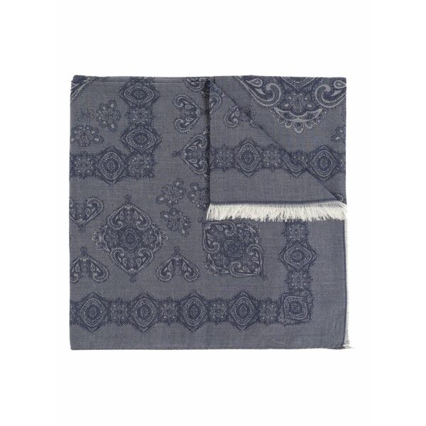 エトロ レディース 消音装置・袈裟・えり巻き 添え物 Paisley-print fringed scarf Blue