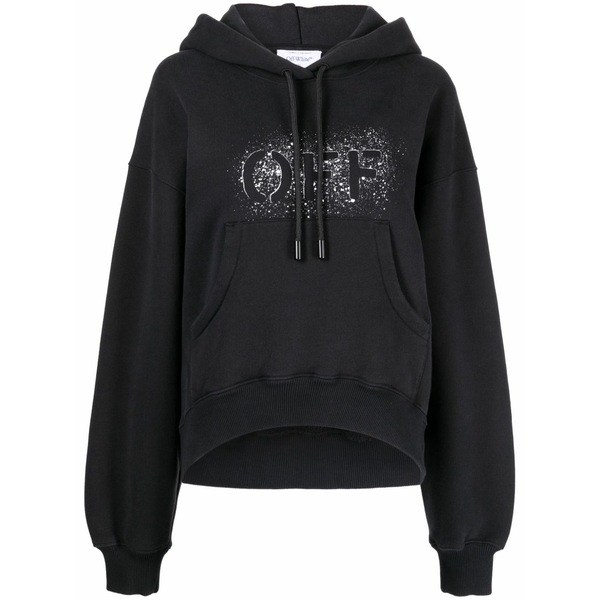 象牙色 レディース パーカー・スウェットシャツ アウター Spray-paint logo cotton hoodie Black