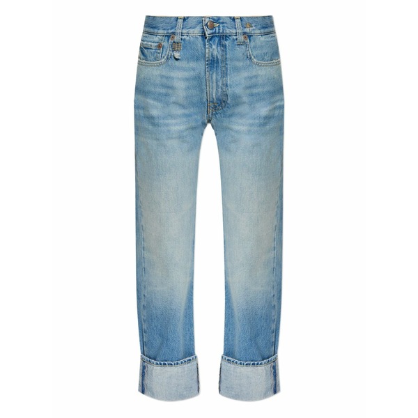 アールサーティーン レディース デニムパンツ ボトムス Folded-edge jeans Blue|asty