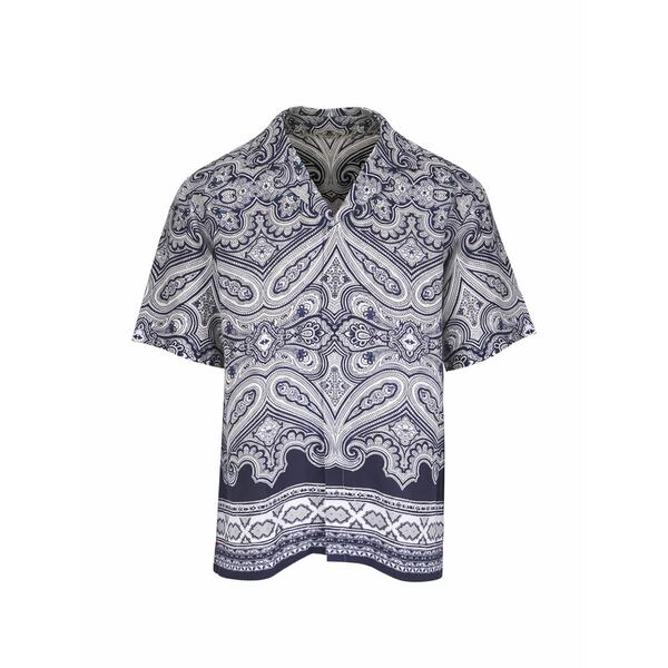 オール赤ちょうちん 赤銅色 メンズ プルオーバー トップス Paisley woven shirt Blue