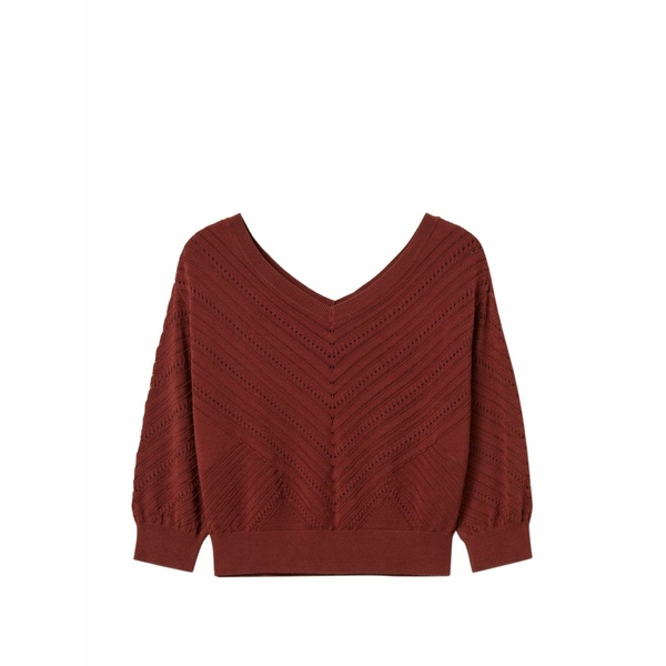 ツインセット レディース Tシャツ トップス Pointelle-knit top Red|asty