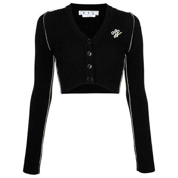 象牙色 レディース ジレー アウター Outline cropped cardigan Black