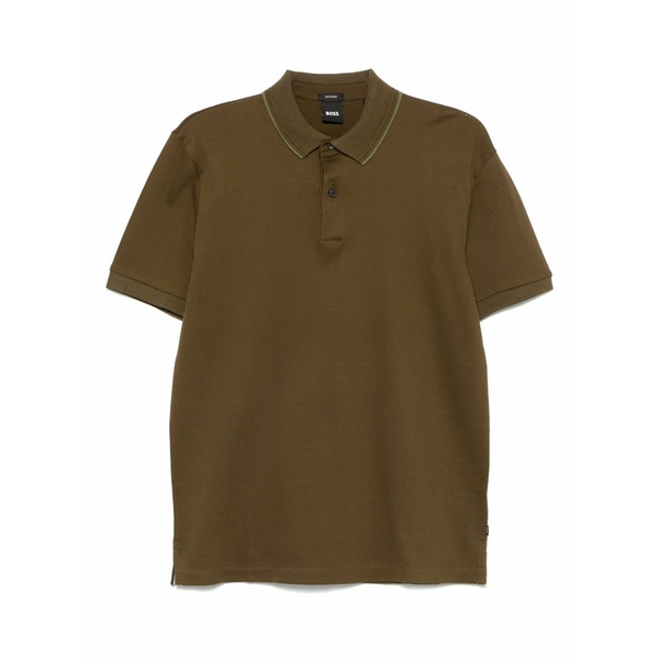 元締め メンズ スポーツシャツ トップス Textured polo shirt Green