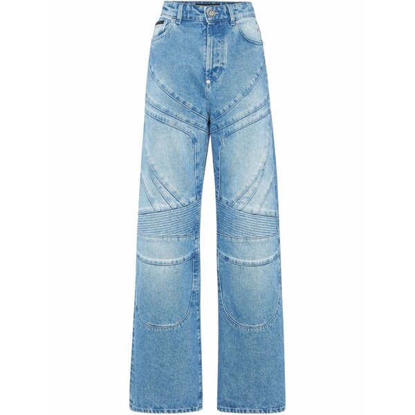 フィリッププレイン レディース デニムパンツ ボトムス Wide-leg jeans Blue|asty