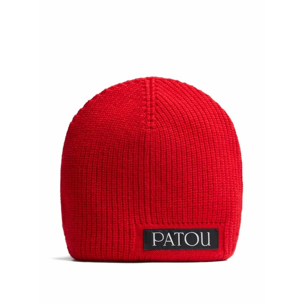 ジャンパトゥ メンズ かぶり笠 付属品 Logo-tag wool beanie Red