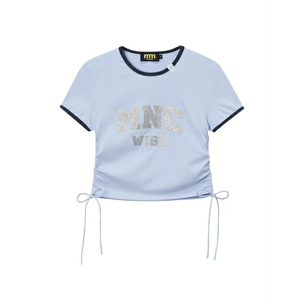 ミニクリーム レディース Tシャツ トップス Drawstring-hem t-shirt Blue｜asty