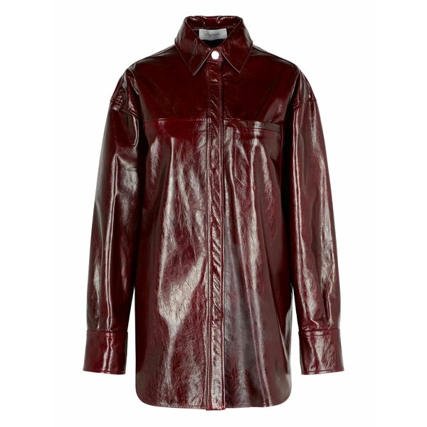 運動競技マックス レディース 上衣＆上衣 アウター Nappa leather borel shirt Red