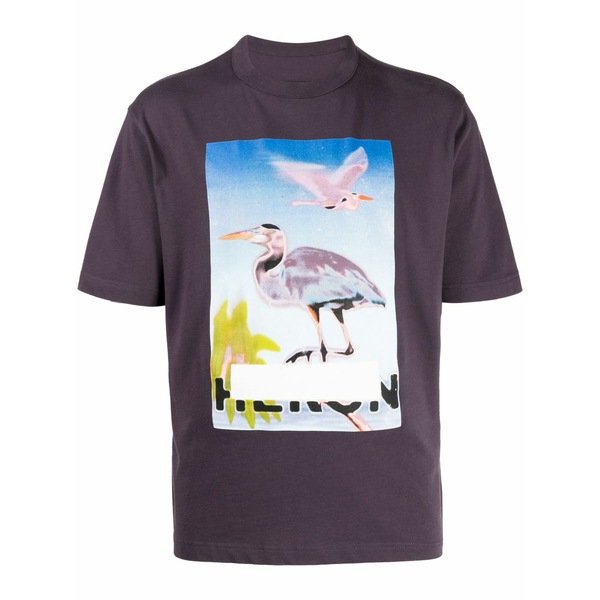 戸呂 プレストン メンズ プルオーバー トップス Censored heron cotton t-shirt  Purple