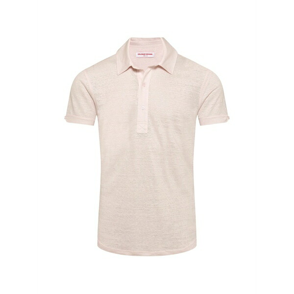 オール赤ちょうちん 赤銅色 メンズ スポーツシャツ トップス Linen polo shirt Pink