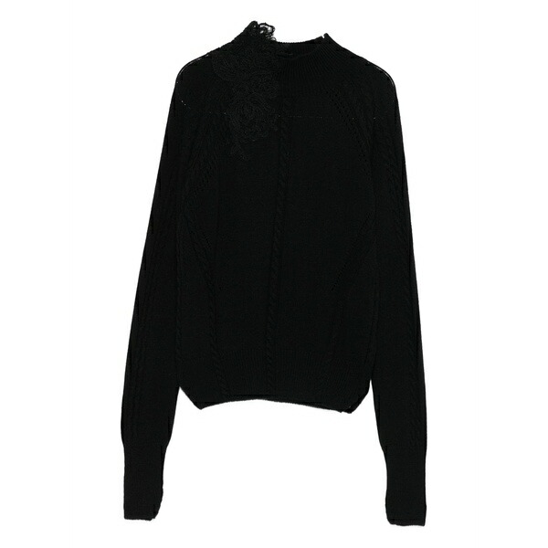 エルマンノ シェルヴィーノ レディース 編み物\u0026スウェーター アウター Cable-knit sweater Black