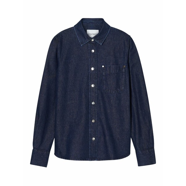 クローズド レディース プルオーバー トップス Button-fastening pocket shirt Blue