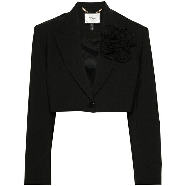 ニッサ レディース ジャケット＆ブルゾン アウター Floral-appliqu茫漏 single-breasted blazer Black｜asty