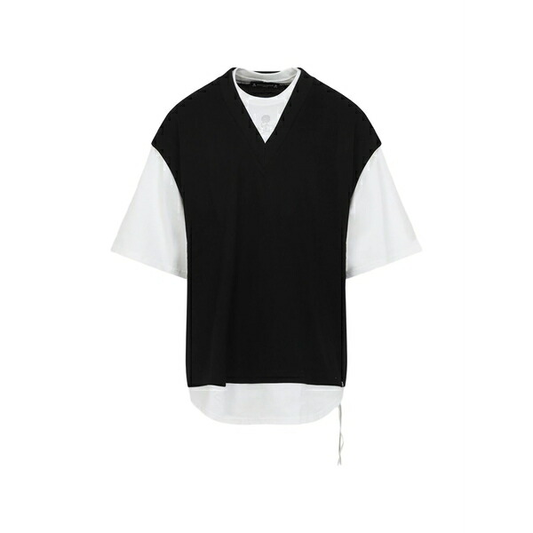マスターマインド・ジャパン メンズ Tシャツ トップス V-neck layered t-shirt Black|asty