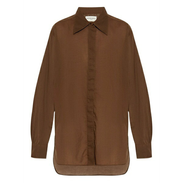 オフィシンジェネレール レディース シャツ トップス Button-down cotton shirt Brown｜asty