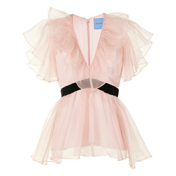 マッグロー レディース シャツ トップス Chandelier peplum v-neck blouse Pink|asty
