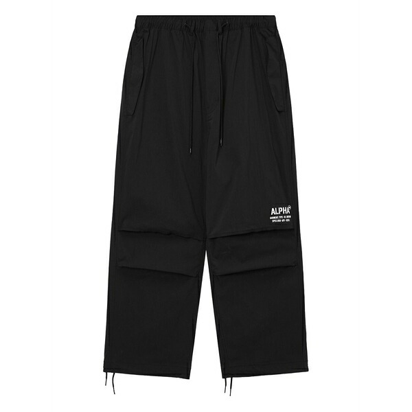 アルファインダストリーズ メンズ 心地好いズボン下 ボトムス Layered drawstring trousers Black